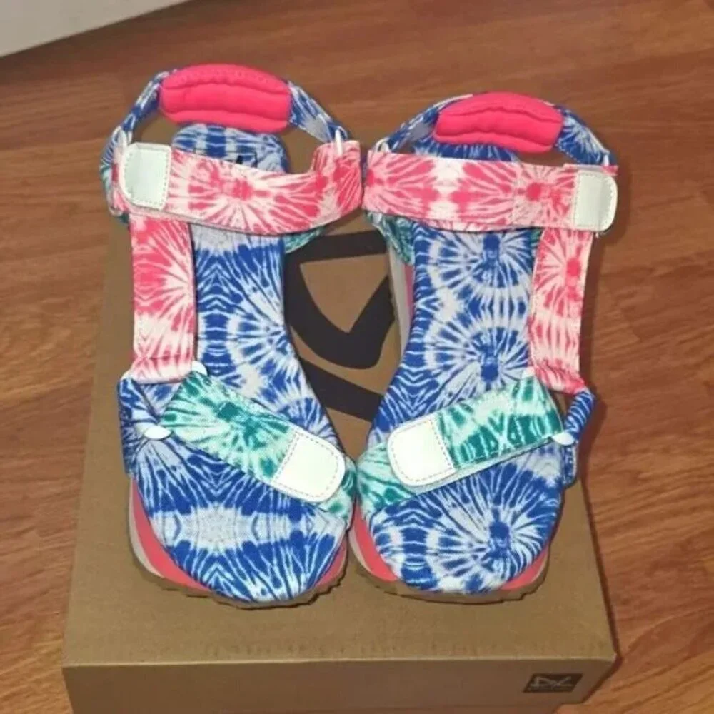 Dirty Laundry Platform Sandals NWT Going Out Colorful Tie Dye Funky Retro Color - Picture 8 of 9